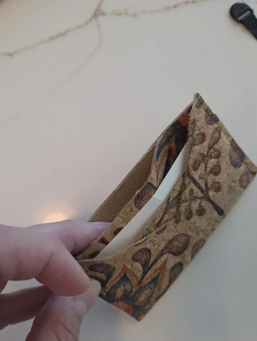 Cork Floral Print Women's Wallet - Natural Brown